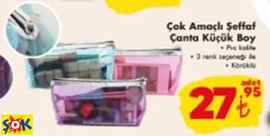 ÇOK AMAÇLI ŞEFFAF ÇANTA KÜÇÜK BOY